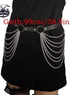 Leather Layered Body Chain Waist Belt Punk Gothic Jewelry Accessory